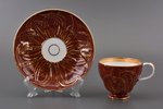 чайная пара, фарфор, фабрика М.С. Кузнецова, Российская империя, 1891-1917 г., h (чашка) 6.7 см, Ø (...