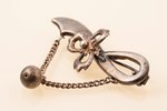 брошь, серебро, 84 проба, 4.28 г., размер изделия 4.65 x 1.85 см, 1880-1890 г., Кострома, Российская...