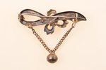 брошь, серебро, 84 проба, 4.28 г., размер изделия 4.65 x 1.85 см, 1880-1890 г., Кострома, Российская...
