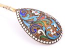 ложка, серебро, 88 проба, 26.20 г, перегородчатая эмаль, 14.6 см, 1896-1907 г., С.- Петербург, Росси...