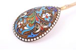 ложка, серебро, 88 проба, 26.20 г, перегородчатая эмаль, 14.6 см, 1896-1907 г., С.- Петербург, Росси...