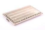 сигарница, серебро, 875 проба, 67.2 г, штихельная резьба, 5.6 x 10 x 0.8 см, 30-е годы 20го века, По...