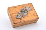 шкатулка из карельской березы с серебряной накладкой, 84 проба, 11.7 x 8.8 x 3.7 см, 1908-1917 г., М...