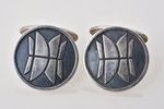 запонки, Олимпиада, Таллинн-80, серебро, 916 проба, 16.56 г., размер изделия Ø 2.2 см, Таллинский юв...
