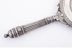 ручное зеркало, серебро, 88 проба, общий вес изделия 445.3 г, 28 x 12.5 см, фирма "Фаберже", мастер...