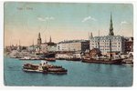 открытка, Рига, набережная Даугавы, Латвия, Российская империя, начало 20-го века, 13.8х8.8 см...