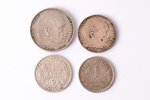 1 марка, 5 марок, 2 марки, 1908-1938 г., комплект из 4 монет, серебро, никель, Германия...