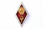 знак, об окончании медицинского ВУЗа, СССР, 49.4 x 27 мм, Рижское производство...