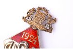 знак, VLV, Лиепаяская государственная средняя школа, 3-й выпуск, серебро, эмаль, Латвия, 1924 г., 40...