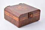 шкатулка, "Рига", дерево, янтарь, Латвия, 21 x 24 x 10.5 см, открывается нажатием кнопки...