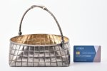 фруктовница, серебро, "Лыко", 84 проба, 680.40 г, штихельная резьба, h (с ручкой) 17.5 см, мастер Ли...
