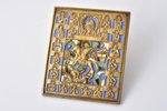 икона, Святой великомученик Димитрий Солунский, поражающий царя Калояна, медный сплав, 4-цветная эма...