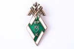 школьный знак, RPVOK, Рижская городская коммерческая школа Вилиса Олава, серебро, 875 проба, Латвия,...