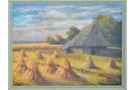 Ф. Яунземс, Сельский пейзаж, картон, масло, 49.5 x 66 см...