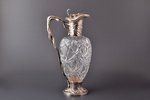 кувшин, серебро, 84 проба, хрусталь, h 33.3 см, "Братья Грачевы", 1908-1917 г., С.- Петербург, Росси...
