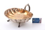 фруктовница, серебро, "Раковина", 84 проба, 810.9 г, 29.5 x 29.5 см, высота с ручкой 15 см, фирма Иг...