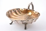 фруктовница, серебро, "Раковина", 84 проба, 810.9 г, 29.5 x 29.5 см, высота с ручкой 15 см, фирма Иг...