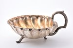 фруктовница, серебро, "Раковина", 84 проба, 810.9 г, 29.5 x 29.5 см, высота с ручкой 15 см, фирма Иг...