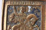 икона, Святой великомученик Георгий Победоносец, Чудо Георгия о змие, медный сплав, 2-цветная эмаль,...