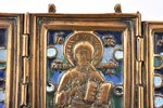 складень, Деисус, медный сплав, 5-цветная эмаль, Российская империя, 5.1 x 13.3 см, 104 г....