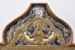 икона, Всех Скорбящих Радость, медный сплав, 2-цветная эмаль, Российская империя, 19-й век, 11.9 x 7...
