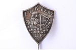 знак, Первый Леяс-Kурземский Праздник Песни в Лиепае, Латвия, 1928 г., 29.8 x 22.8 мм, 2.2 г...