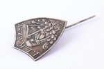 знак, Первый Леяс-Kурземский Праздник Песни в Лиепае, Латвия, 1928 г., 29.8 x 22.8 мм, 2.2 г...