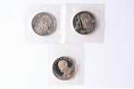 1 рубль, 1990 г., комплект из 3 монет (Райнис, Чехов, Жуков), медно-никелевый сплав, СССР, Ø 31 мм,...
