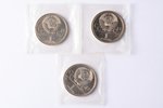 1 рубль, 1978-1980 г., комплект из 3 монет (Игры XXII Олимпиады Москва 1980), медно-никелевый сплав,...