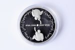 1 лат, 2005 г., Чемпионат мира по хоккею - Рига 2006, серебро, 925 проба, Латвия, 31.47 г, Ø 38.61 м...